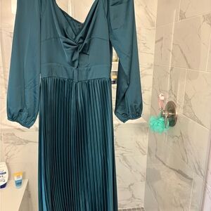 Cupshe Teal Long Sleeve Dress